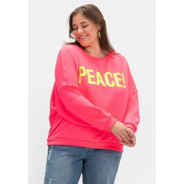 Sweatshirt mit Neon-Frontprint, reine Baumwolle, pink, Gr.40-48 