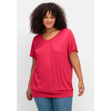 T-Shirt mit Flügelärmeln, aus Viskosejersey, sorbet pink, Gr.40/42-56/58 