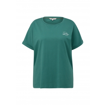 T-Shirt mit Frontdruck und Ärmelaufschlag, grün, Gr.44-54 