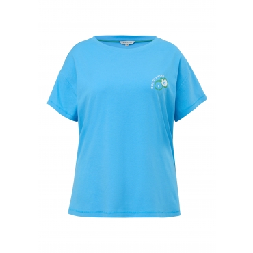 T-Shirt mit kleinem Druck und Rundhalsausschnitt, hellblau, Gr.44-54 