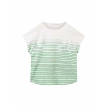 T-Shirt mit Streifen, aus reiner Baumwolle, grün bedruckt, Gr.44-54 