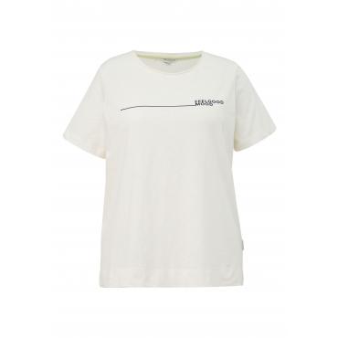 T-Shirt mit Wordingprint, in Flammgarnstruktur, weiß, Gr.44-54 