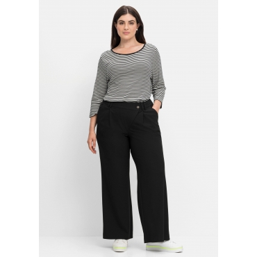 Weite Hose im Curvy-Schnitt ELLA mit Bundfalten, schwarz, Gr.40-58 