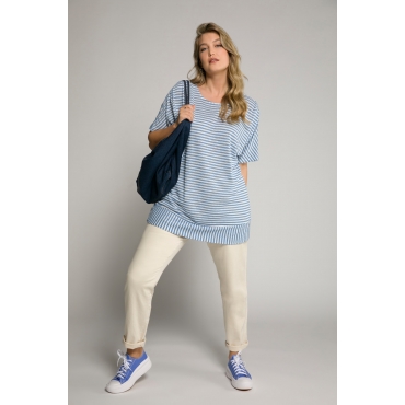Grosse Grössen Shirt, Damen, blau, Größe: 54/56, Leinen/Polyester/Viskose, Ulla Popken 