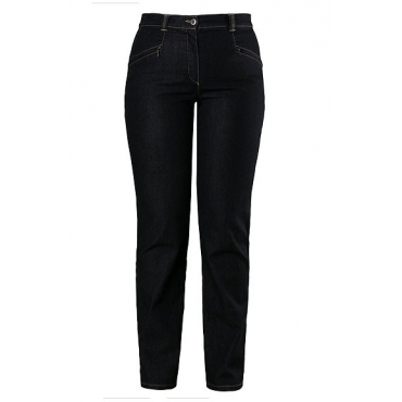 Ulla Popken Damen  Jeans Mony, querelastisch, leicht schmal zulaufend, black, Gr. 62, Mode in großen Größen 