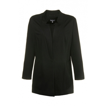 Ulla Popken Damen  Longblazer, Druckknopf, fester Jersey, schwarz, Gr. 42, Mode in großen Größen 