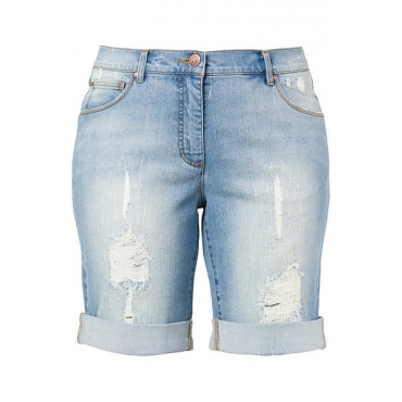 Ulla Popken Boyfriend-Jeansshorts mit Destroy-Effekten, Blau, Gr. 42,44,46,48,50,52,54 