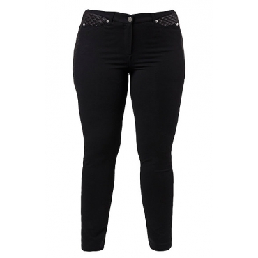 Ulla Popken Hose mit Steppeinsatz, Stretch, schwarz 