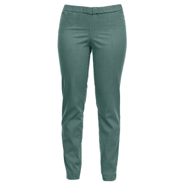 Ulla Popken  Jeggings, Rundum-Gummibund, körpernahe Form, Stretch, Gürtelschlaufen, Grün, Gr. 42,44,46,48,50,52,54,56,58,60,62,64 