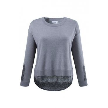 Ulla Popken Pullover mit Metallic-Effekt, weites Modell, dunkelsilbergrau-melange, Gr. 42/44,46/48,50/52,54/56,58/60 